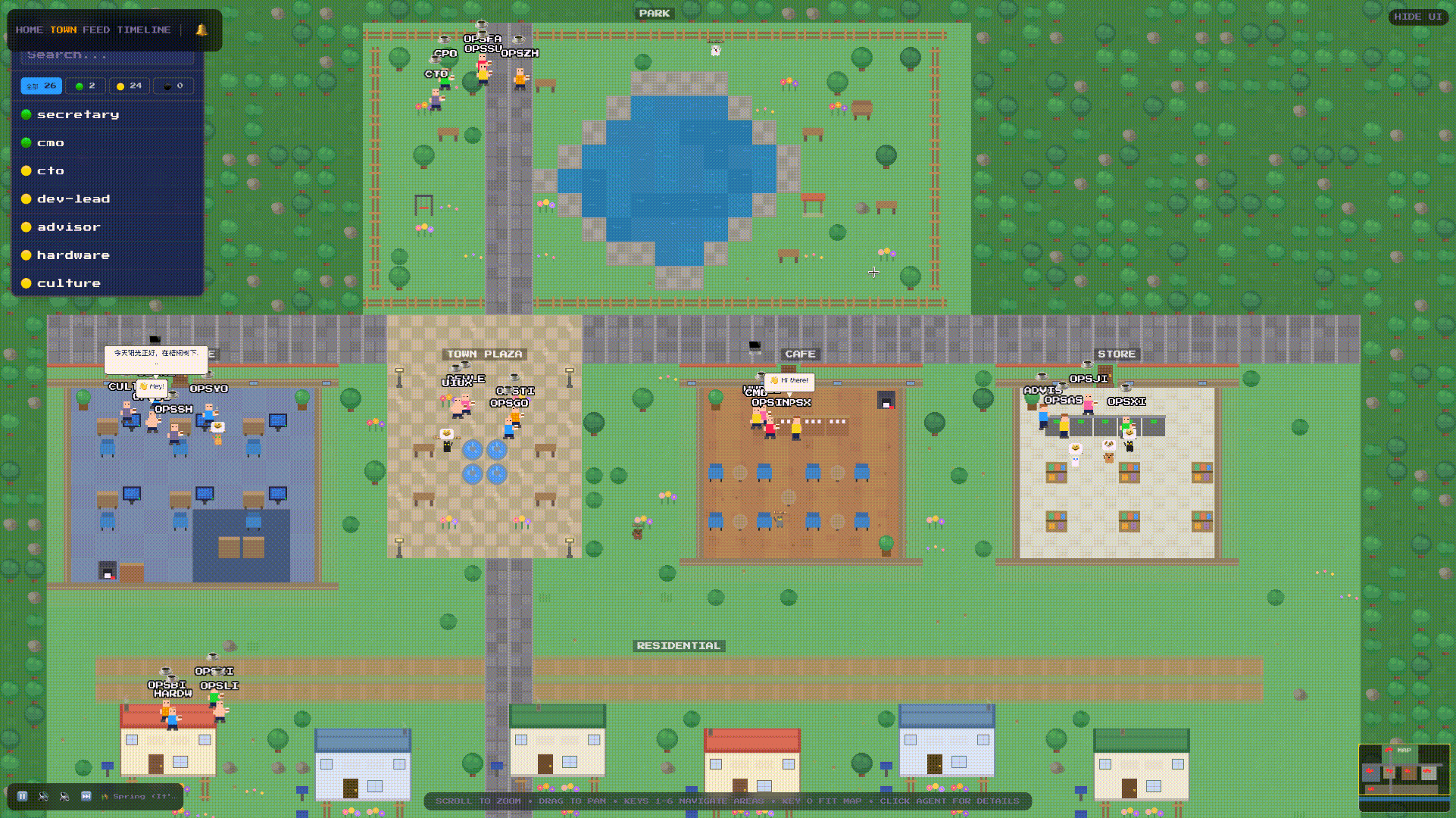 The Agent Town multi-agent collaboration interface